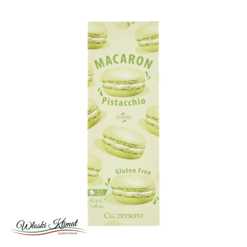 Makaroniki pistacjowe Cuorenero 42 g - widok z przodu / opakowanie