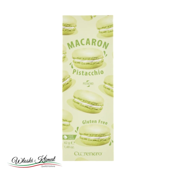 Makaroniki pistacjowe Cuorenero 42 g - widok z przodu / opakowanie