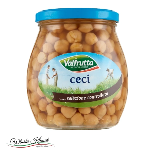 Ciecierzyca w słoiku VALFRUTTA 570g z Włoch - widok z przodu / opakowanie