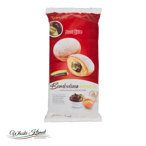 Pączki z nadzieniem pistacjowo -czekoladowym DALCOLLE 240g - widok z przodu / opakowanie