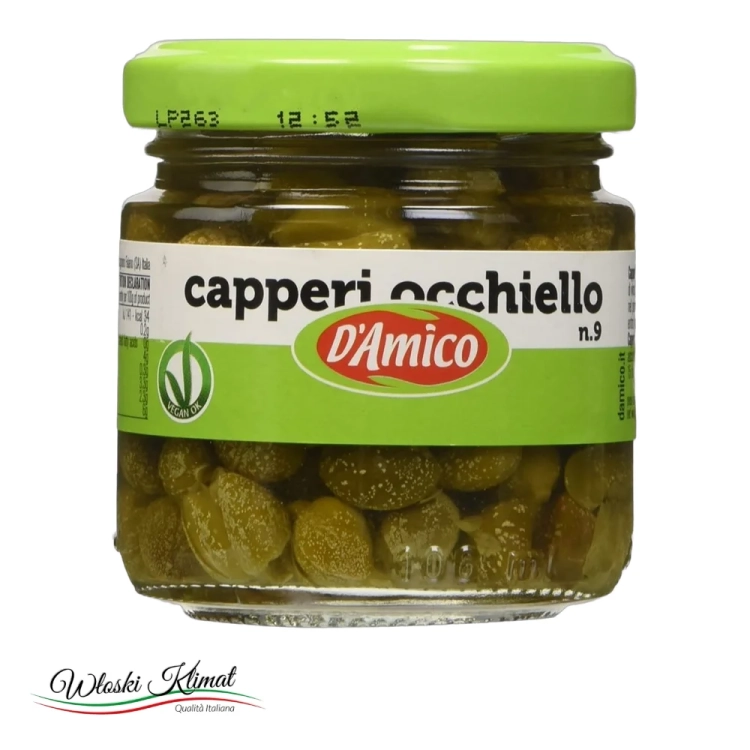 Włoskie Kapary w occie D'Amico 100 g - widok z przodu / opakowanie