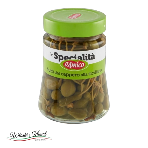 Włoskie Kapary  w occie owoc  D'Amico 290g - widok z przodu / opakowanie