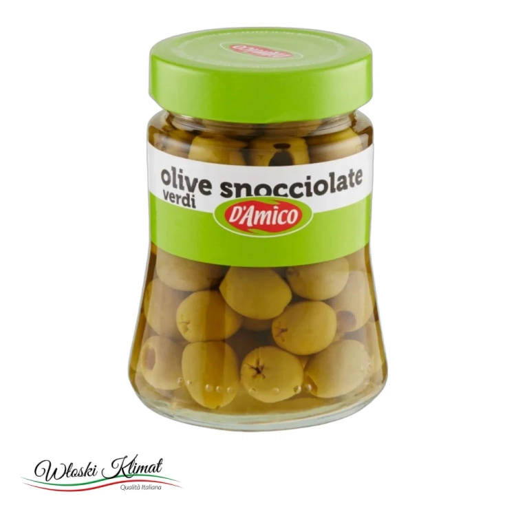 Oliwki zielone bez pestki  D'Amico 290g - widok z przodu / opakowanie