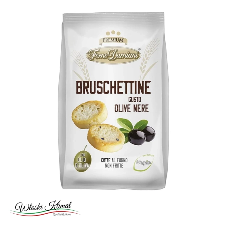 Mini grzanki chlebowe o smaku oliwek Crostini al Olive Damiani 90g - widok z przodu / opakowanie