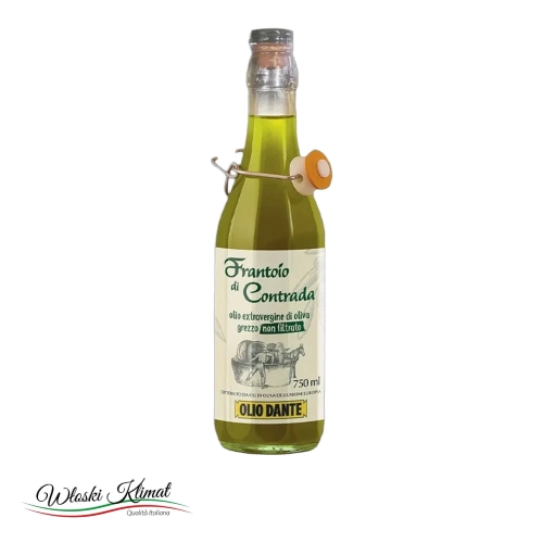 Oliwa z oliwek Extra Vergine niefiltrowana DANTE 750ml - widok z przodu / opakowanie