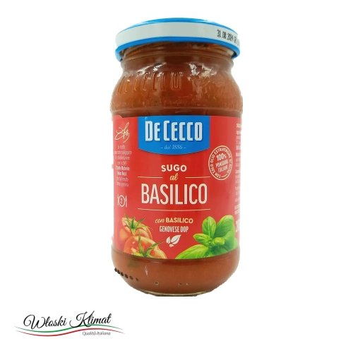 Sos Pomidowowy z Bazylią DECECCO 200 g - widok z przodu / opakowanie