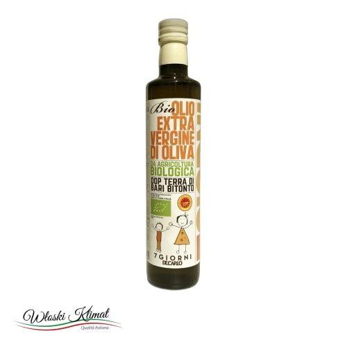 Oliwa z oliwek ekologiczna Extra Vergine Terra di Bari Bitonto DOP De Carlo 500ml - widok z przodu / opakowanie