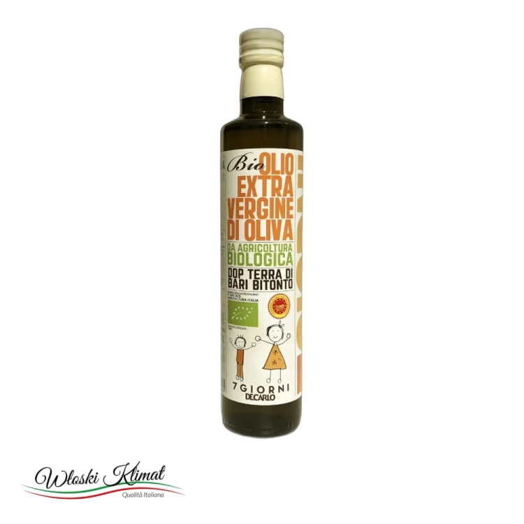 Oliwa z oliwek ekologiczna Extra Vergine Terra di Bari Bitonto DOP De Carlo 500ml - widok z przodu / opakowanie