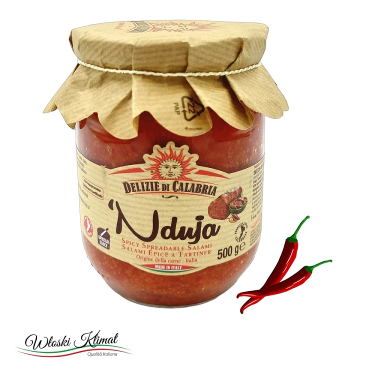 Nduja kiełbasa Delizie di Calabria 500 g - widok z przodu / opakowanie