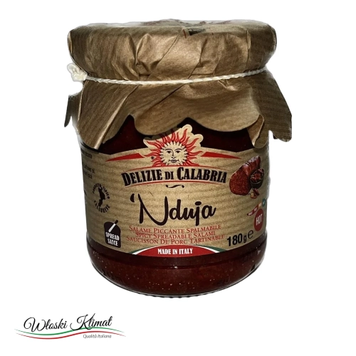 Salami pikantne do smarowania Nduja Delizie di Calabria 180g - widok z przodu / opakowanie