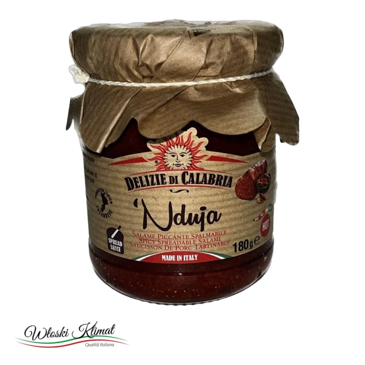 Salami pikantne do smarowania Nduja Delizie di Calabria 180g - widok z przodu / opakowanie