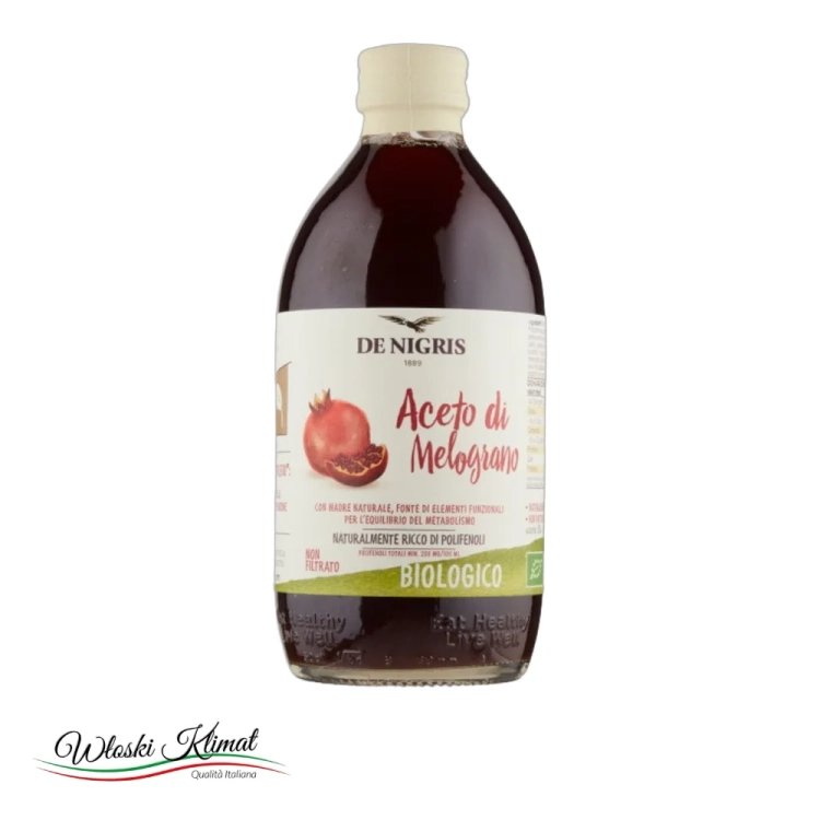 Ocet z owocu Granatu Aceto di Melograno BIO De Nigris 500ml - widok z przodu / opakowanie