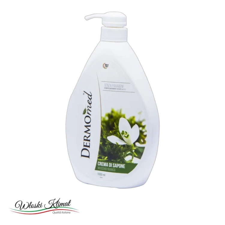 Mydło w płynie o zapachu Białego Piżma Crema Sapone Muschio Bianco Dermomed 1L - widok z przodu / opakowanie