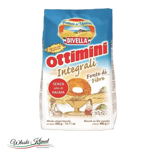 Ciastka kruche Ottimini Pełnoziarniste Divella 400 g - widok z przodu / opakowanie