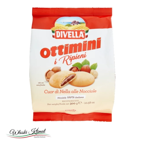 Ciastka z kremem orzechowym Divella Ottimini RIPIENI 300g - widok z przodu / opakowanie