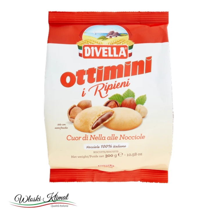 Ciastka z kremem orzechowym Divella Ottimini RIPIENI 300g - widok z przodu / opakowanie