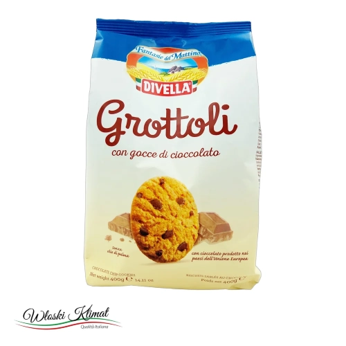 Ciastka kruche Grottoli z czekoladą Divella 400 g - widok z przodu / opakowanie