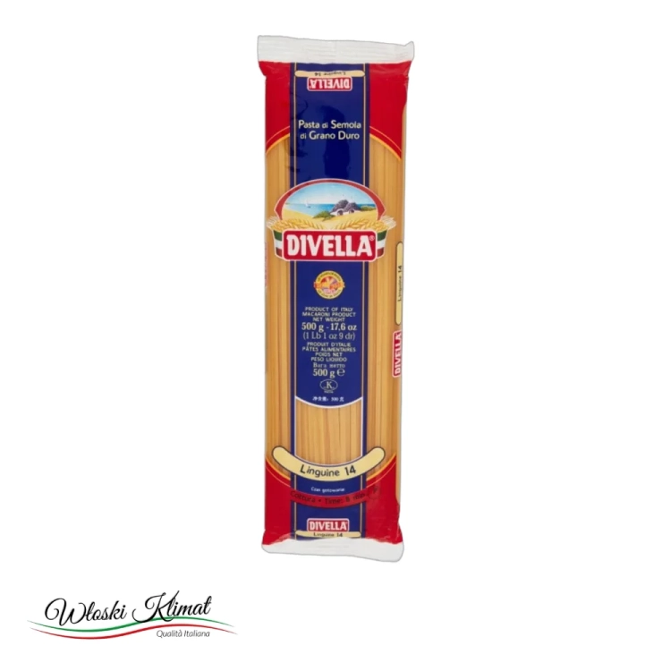 Makaron spaghetti Linguine n.14 DIVELLA 500g - widok z przodu / opakowanie