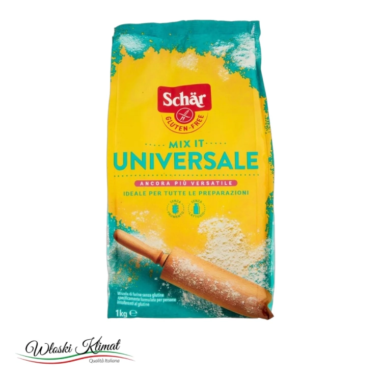 Mąka bez glutenu uniwersalna mix Dr Schar 1kg - widok z przodu / opakowanie