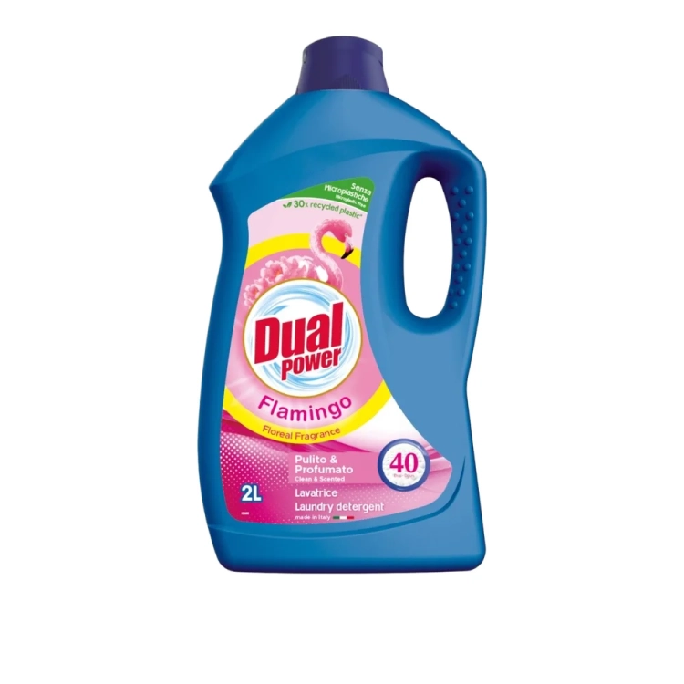 Płyn do prania tkanin o kwiatowym zapachu Flamingo 40prań DUAL Power 2L - widok szczegółowy 2