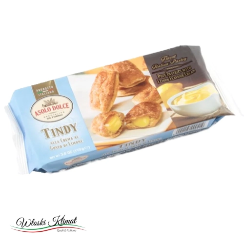 Ciastka z nadzieniem cytrynowym TINDY con Crema al Limone Asolo Dolce 110g - widok z przodu / opakowanie