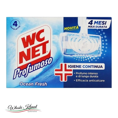 Zawieszka do WC dezynfekująca i odkamieniająca Profumoso - 4szt. WC NET - widok z przodu / opakowanie