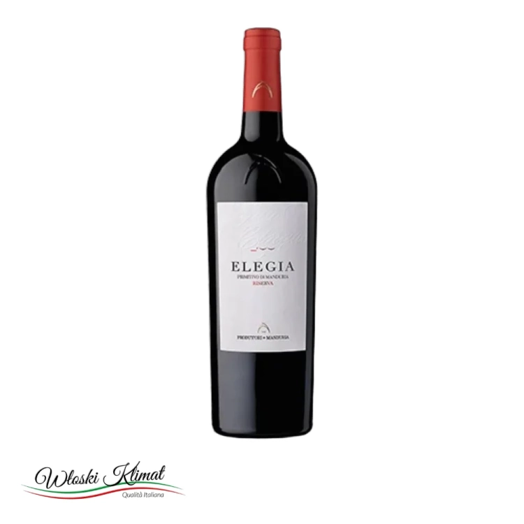 Wino czerwone Elegia Primitivo di Manduria DOP Riserva 750ml - widok z przodu / opakowanie