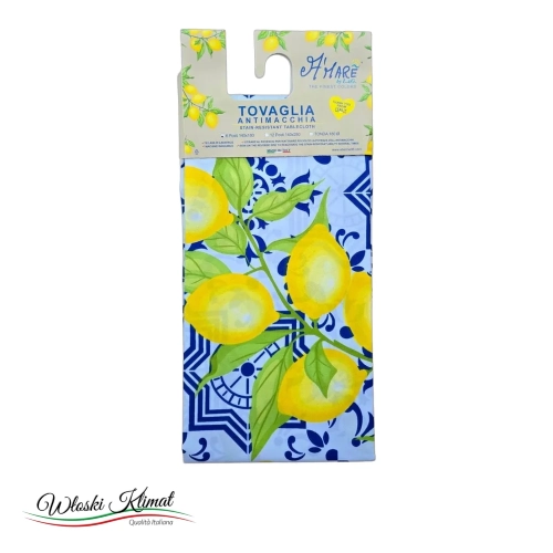 Obrus plamoodporny Cytryny Maiolica Bianco 140x180 Amare Etienne 96 by L&G - widok z przodu / opakowanie