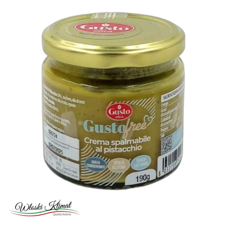 Krem Pistacjowy bez glutenu bez laktozy GustoFree GUSTO ETNA  190g - widok z przodu / opakowanie