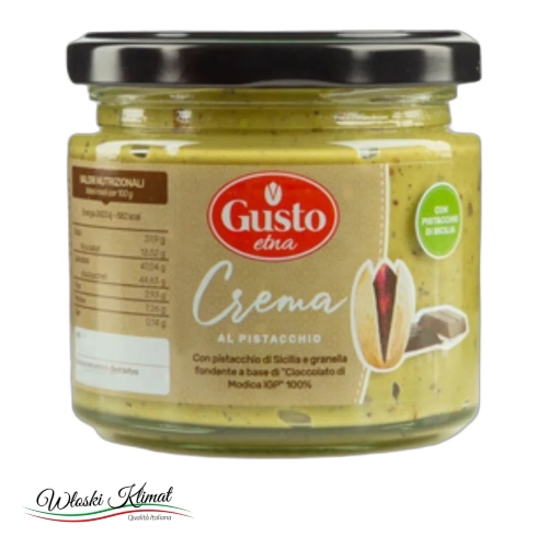 Krem Pistacjowy z kawałkami czekolady GUSTO ETNA  190g - widok z przodu / opakowanie