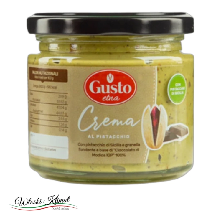 Krem Pistacjowy z kawałkami czekolady GUSTO ETNA  190g - widok z przodu / opakowanie