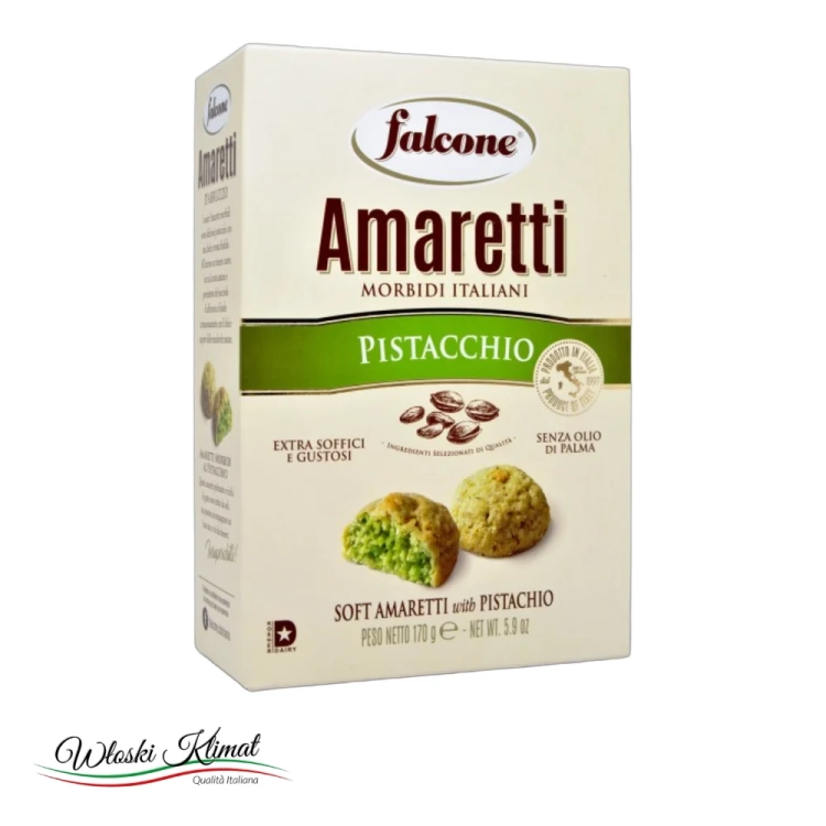 Ciastka pistacjowe Amaretti Pistacchio FALCONE 170g - widok z przodu / opakowanie