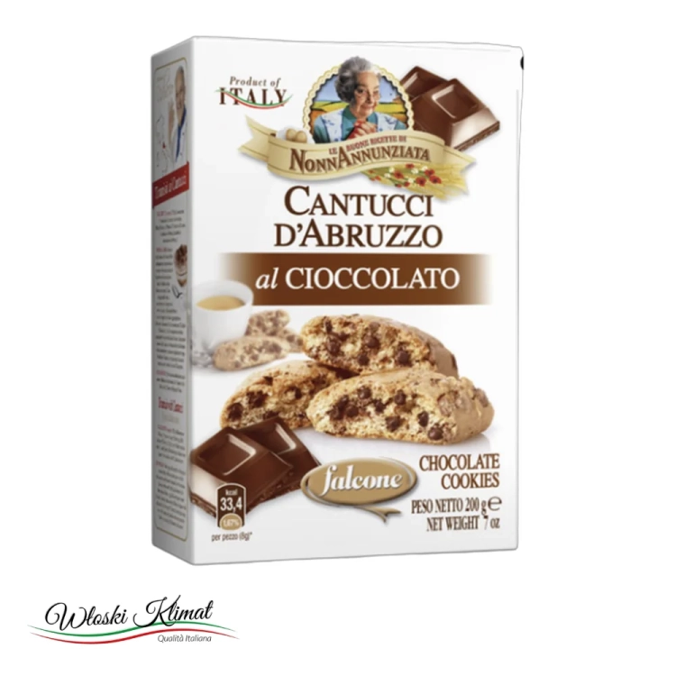 Ciastka Cantucci z kawałkami gorzkiej czekolady Cantucci Cioccolato Fondente FALCONE 200g - widok z przodu / opakowanie