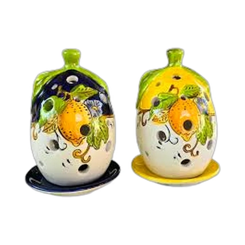 Świecznik - lampa z ceramiki ręcznie malowanej Cytryny Tealight z mydełkiem cytrynką widok 2