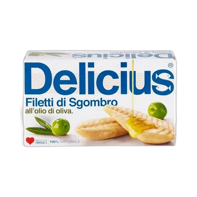 Filety z Makreli w Oliwie z Oliwek Filetti di Sgombro Delicius 125g widok 2