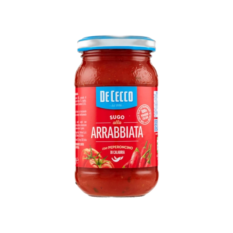 Sos pomidorowy z papryczką chilli Sugo alla Arrabbiata con Peperoncino di Calabria DECECCO 200g widok 2