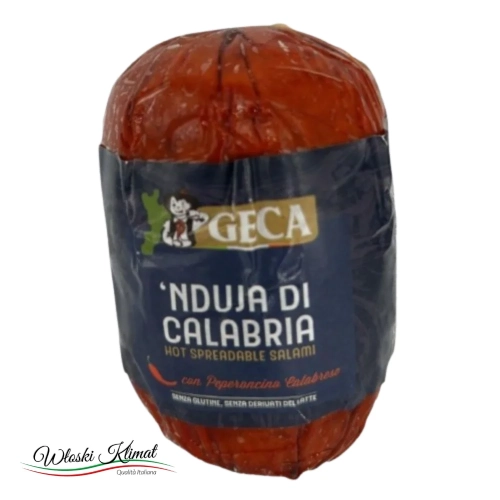 Kiełbasa pikantna kalabryjska do smarowania Nduja di Calabria Geca ok. 240g - widok z przodu / opakowanie