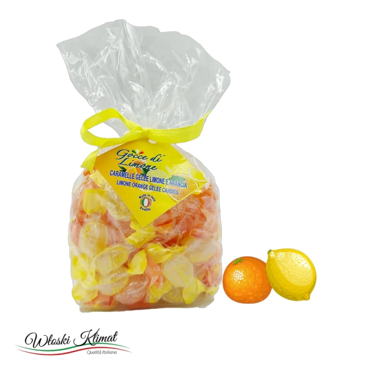 Żelki o smaku Cytrynowym i Pomarańczowym Gocce di Limone 500 g - widok z przodu / opakowanie