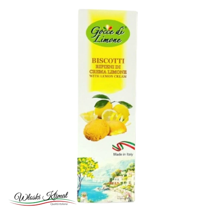 Ciastka z kremem cytrynowym Biscotti Crema Limone Gocce di Limone 150g - widok z przodu / opakowanie
