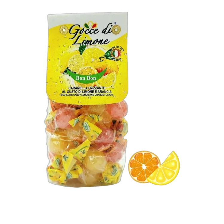 Karmelki Mix Cytryna Pomarańcza musujące Limone e Arancia Frizzante Gocce di Limone 200g - widok szczegółowy 2