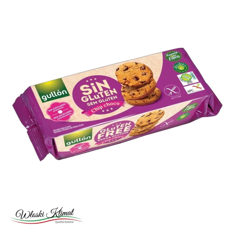 Ciastka z kawałkami czekolady bez glutenu i cukru Gullon 130 g - widok z przodu / opakowanie