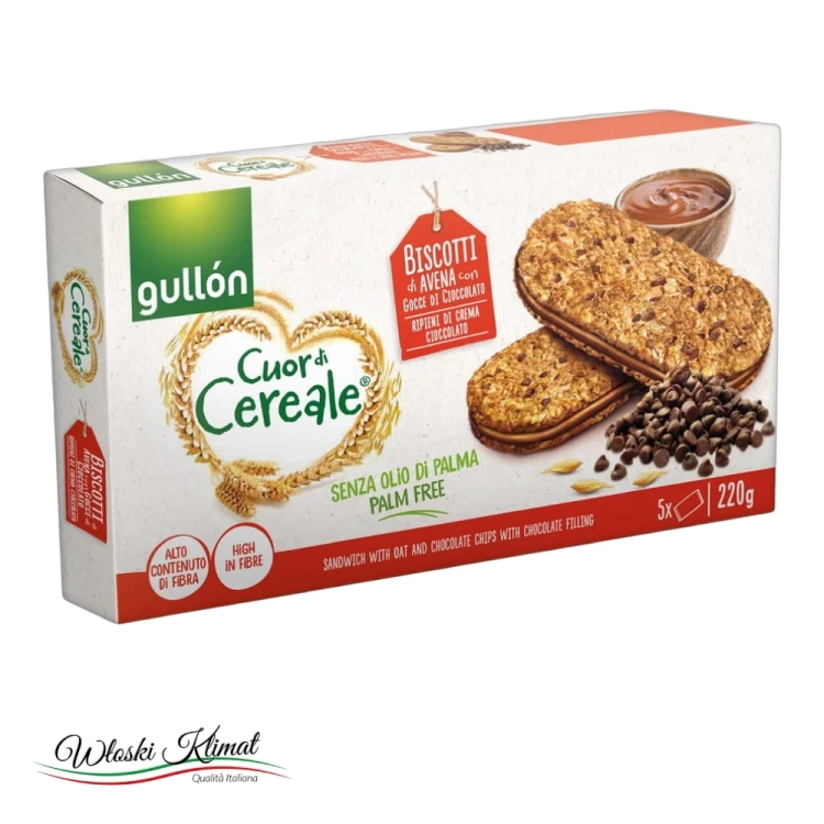 Ciastka pełnoziarniste z nadzieniem czekoladowym  Gullon 220G - widok z przodu / opakowanie