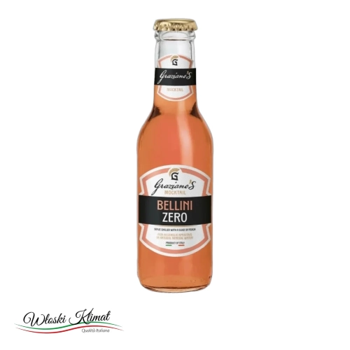 Napój bezalkoholowy MOCKTAIL BELLINI ZERO 0.0% ALCOHOL GRAZIANO’S  200ml - widok z przodu / opakowanie