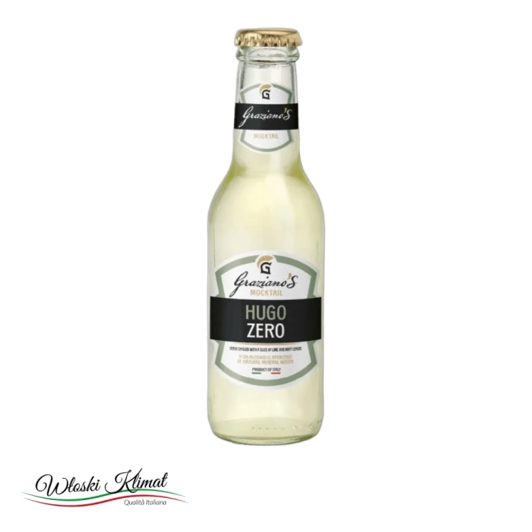 Napój bezalkoholowy MOCKTAIL HUGO ZERO 0.0%  alcohol GRAZIANO’S 200ml - widok z przodu / opakowanie