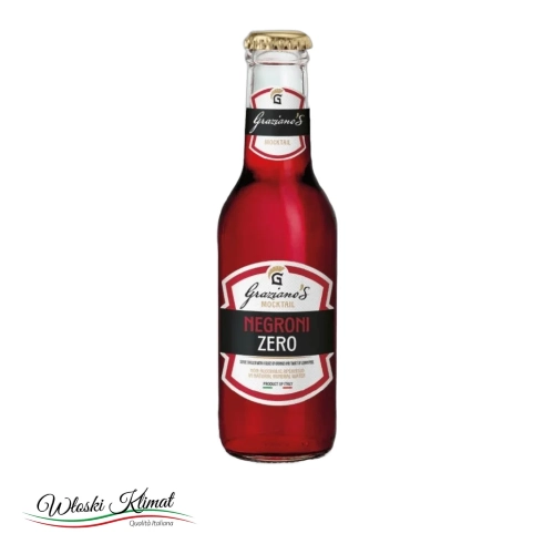 Napój bezalkoholowy  MOCKTAIL NEGRONI ZERO 0.0% alcohol GRAZIANO’S 200ml - widok z przodu / opakowanie