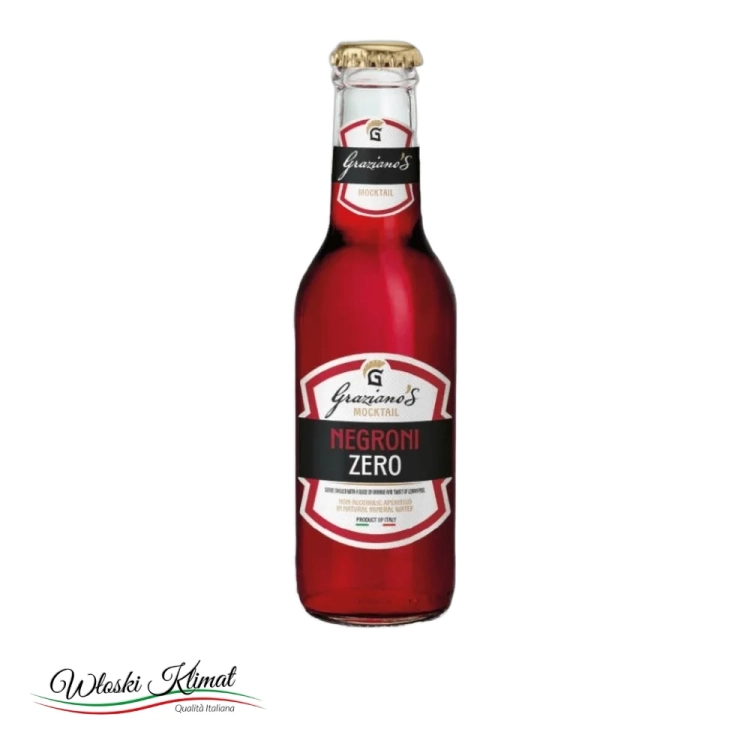 Napój bezalkoholowy  MOCKTAIL NEGRONI ZERO 0.0% alcohol GRAZIANO’S 200ml - widok z przodu / opakowanie