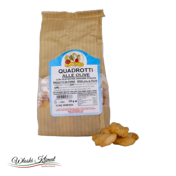 Snack z oliwkami Quadrotti alle olive Il Vostro Fornaio 250g - widok z przodu / opakowanie