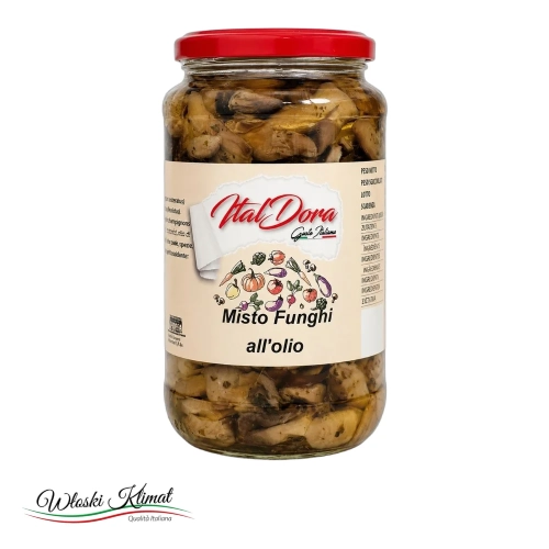 Grzyby mix w oleju z przyprawami Ital Dora 580g - widok z przodu / opakowanie