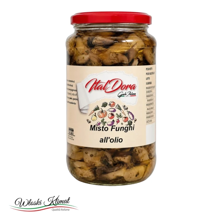Grzyby mix w oleju z przyprawami Ital Dora 580g - widok z przodu / opakowanie
