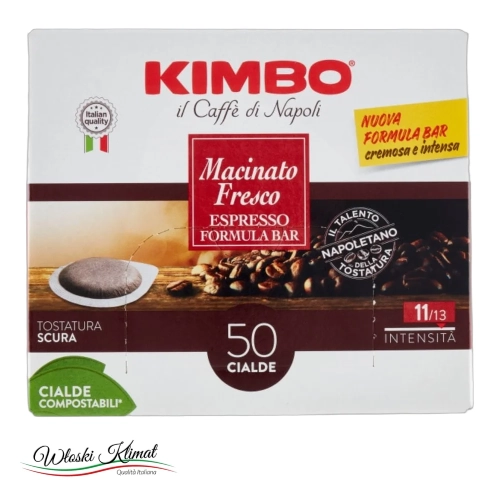 Kawa mielona Macinato fresco w saszetkach 50 szt. KIMBO - widok z przodu / opakowanie